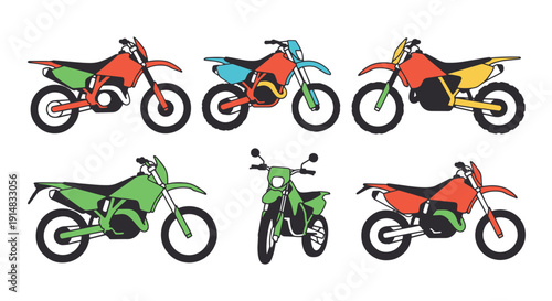 Off road Bike Line creative color composition illustration
