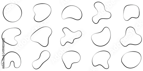 Hand drawn organic blob shapes and irregular fluid frames for abstract graphic design elements