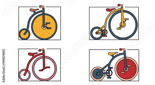Penny Farthing Line colorful creative design illustration
