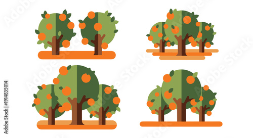 Orange Grove Line clean vibrant tone illustration