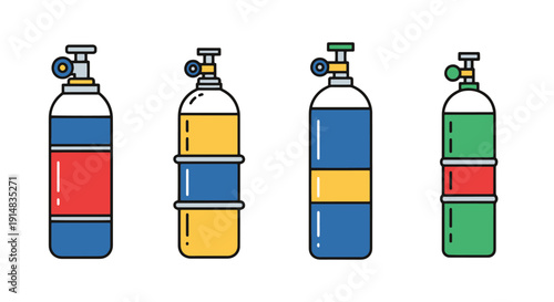 Oxygen Cylinder Line minimal smooth color illustration