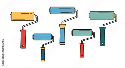 Paint Roller Line abstract colorful design illustration