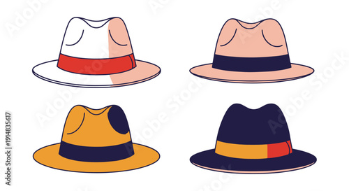 Panama Hat Line art modern smooth tone vector