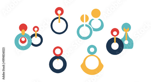 Pearl Earrings Line soft tone color vector