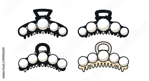 Pearl Hair Clip Line abstract colorful design illustration