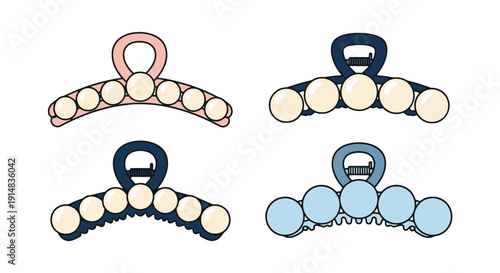 Pearl Hair Clip Line minimal contemporary color vector