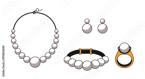 Pearl Jewelry Line color vector minimal style modern illustration design