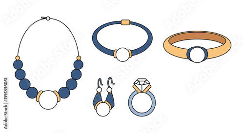 Pearl Jewelry Line color art clean design dynamic abstract style vector