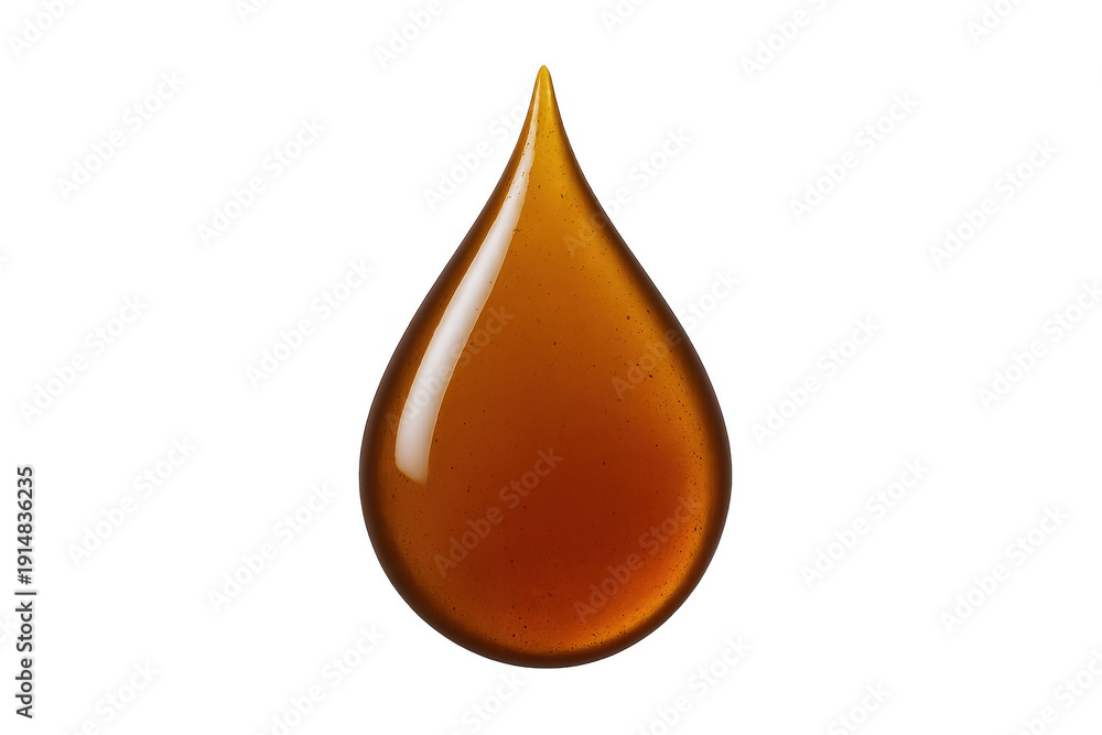 Obraz premium Golden liquid honey drop glistening on transparent background