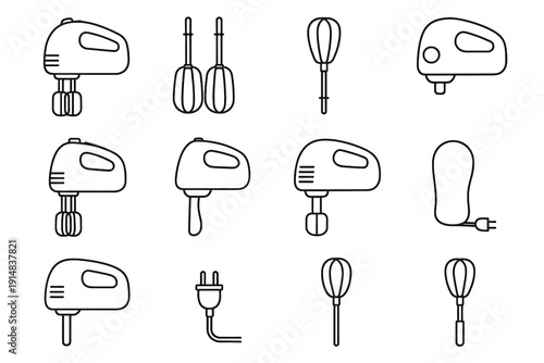 Lightweight vector tool electric mixer device icons standard comfortable adjustable icon loops