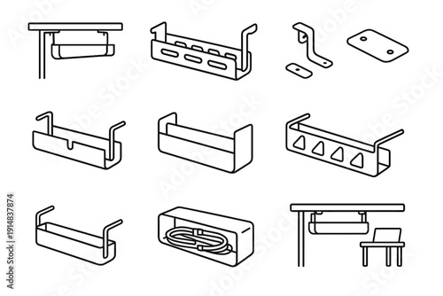 Finish cable edges vector ribs storage tray placement hidden desk icon arms