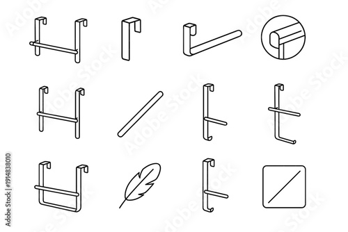 Towel rack icon modern over mount construction body bar vector single door
