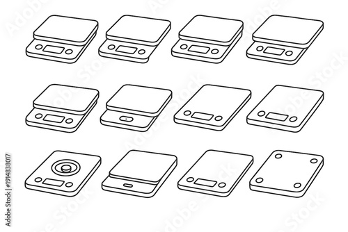 Digital scale measurement slim icon food gadget precise household tare vector