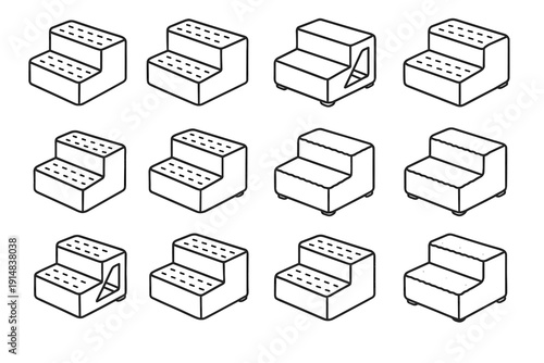 Tread fabric form lightweight steps compact indoor plush vector icon pet stair