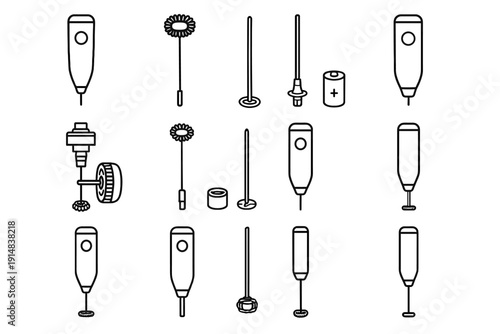 Housing cylindrical electric vector assembly foam coil tip whisk icon frother handle