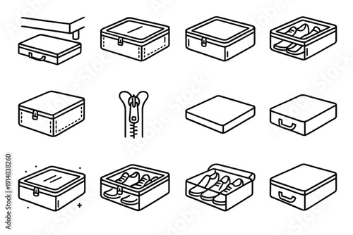 Organizer rigid vector icon carrying shoe bed under arrangement accessory design storage