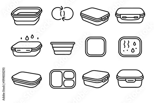 Meal storage box material foldable top folding support closure vector lunch rings