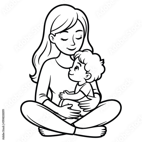 Mother holding her baby, a serene moment of maternal love, care, and family bonding.