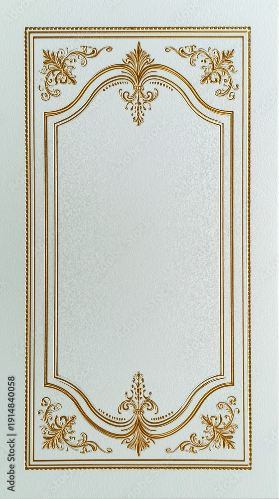 Obraz premium Ornate Architectural Panel: A close-up shot showcases an elegant, golden-detailed architectural panel against a minimalist backdrop, highlighting intricate craftsmanship.