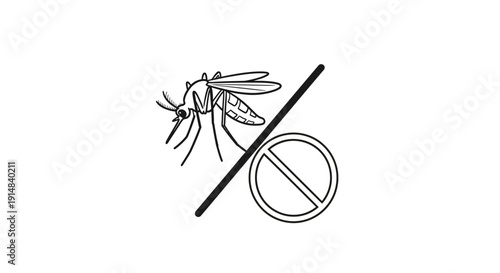 Mosquito Insect Warning Sign Symbol.