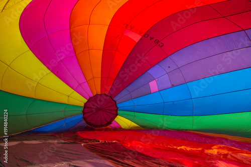 Hot air balloon colourful in the garden cosmos flower