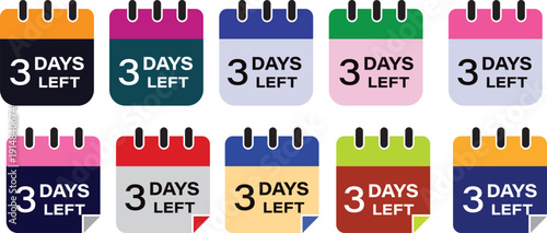 countdown timer number of days left with clock.1, 2, 3, 4,5, day left countdown icon set, limited time offer symbols, deadline and urgency shapes, professional vector illustration 
