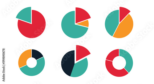 Pie Chart Line art minimal elegant tone vector