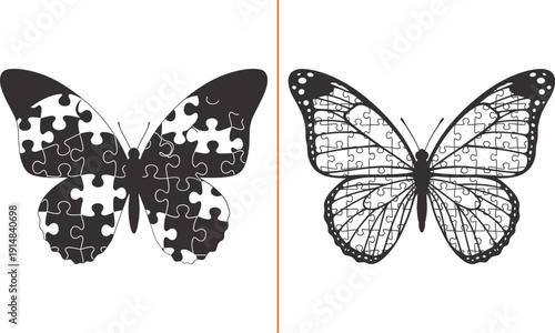 Autism Butterfly Puzzle Awareness Vector