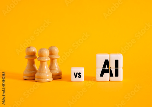 Chess pawns representing humans vs AI concept