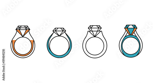 Platinum Ring Line creative tone color illustration