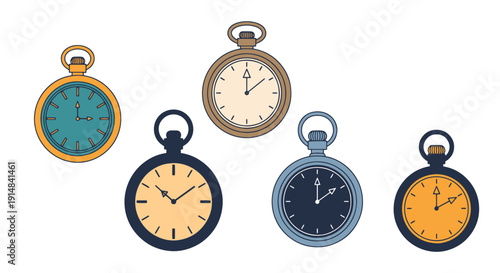 Pocket Watch Line modern bright color illustration
