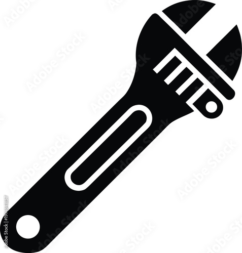 Black and white adjustable wrench with open end and box end tool