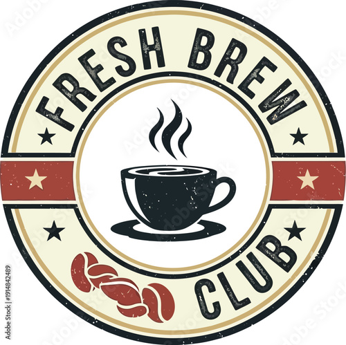 Fresh brew club logo with silhouette coffee cup