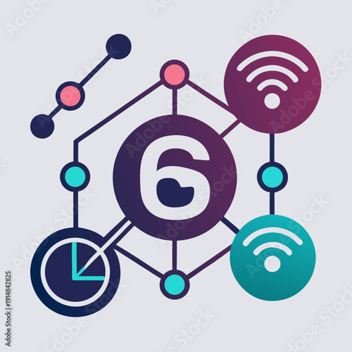 Sixth Generation Wireless Network Technology Symbol Graphic Design