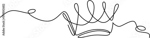 Continuous line drawing of royal crown queen king accessory minimalist jewelry vector illustration