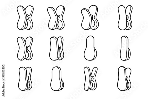 Curved magnetic vector smooth item icon household kitchen slim contact clip base