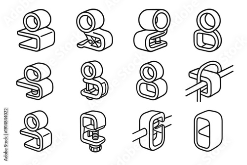 Routing clip vector modern guide attachment minimalist icon utility cable reinforced icons
