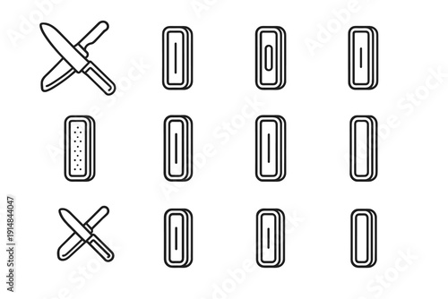 Magnetic guard clean elongated vector icon protection safety reinforced blade strip knife