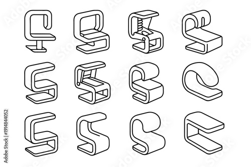 Slot narrow clip smooth cable surface edge design vector icon wire icons
