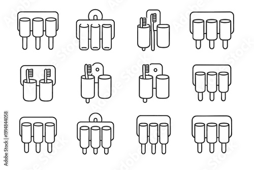 Design vector brush organizer bathroom backplate accessory icon storage mounted hygiene wall