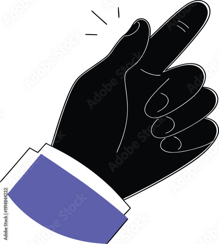 Business Hand Snapping Fingers with Sparkle Lines and Blue Cuff