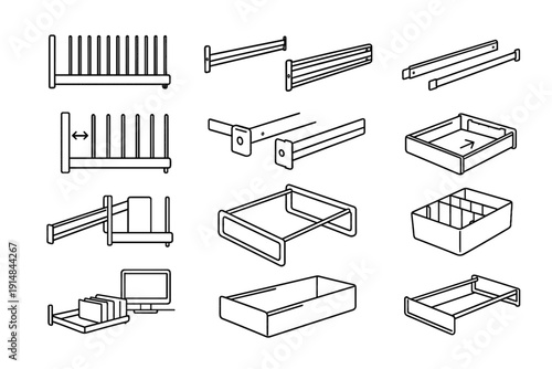 Drawer form profile modular modern vector icon connector spacing file