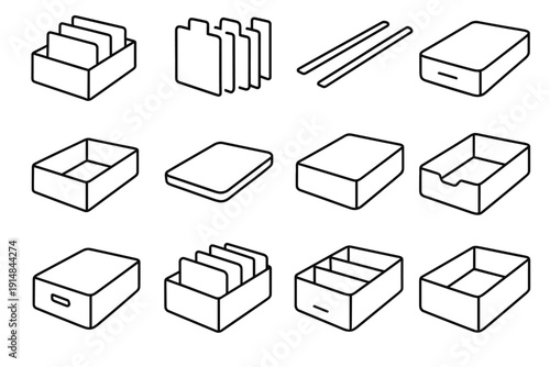 Drawer insert icon design vector modern structure customizable straight divider lightweight