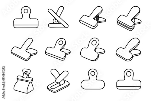 Icon clean minimal kitchen spring slim magnetic aid lightweight clip outline vector