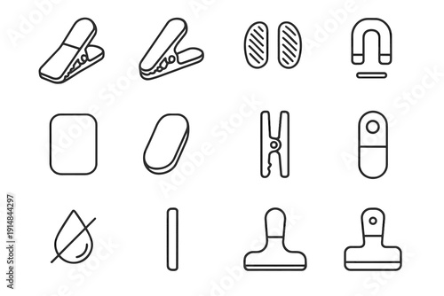 Vertical embedded silhouette compact icon kitchen rubberized clips grip profile vector magnetic