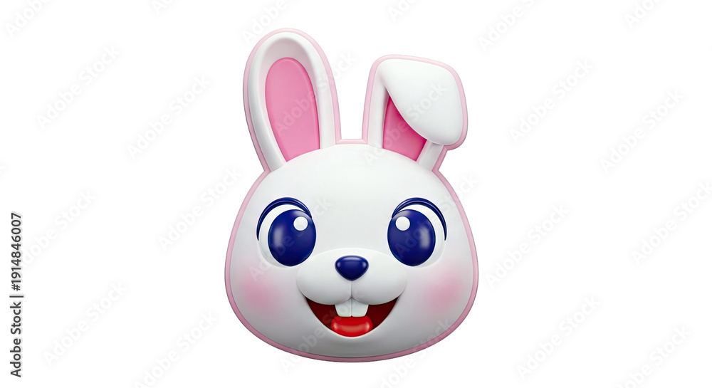 Fototapeta premium 3D White Bunny Face with Pink Accents