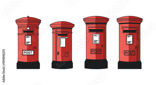 Postbox Vintage Line shape color vector design