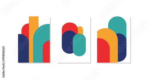 Poster Line art color unique design abstract bright tone vector