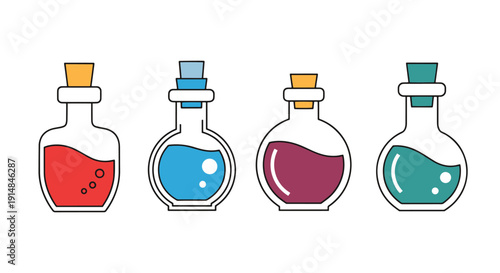 Potion Bottle Line modern abstract color illustration