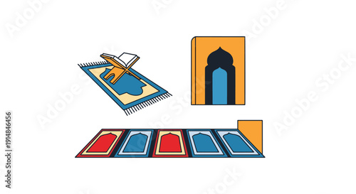 Prayer Room Line art filled color trendy design colorful digital vector